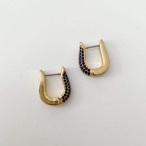 J. Crew Jewelry - J. Crew Oblong Pavé Hoop Earrings (Black)